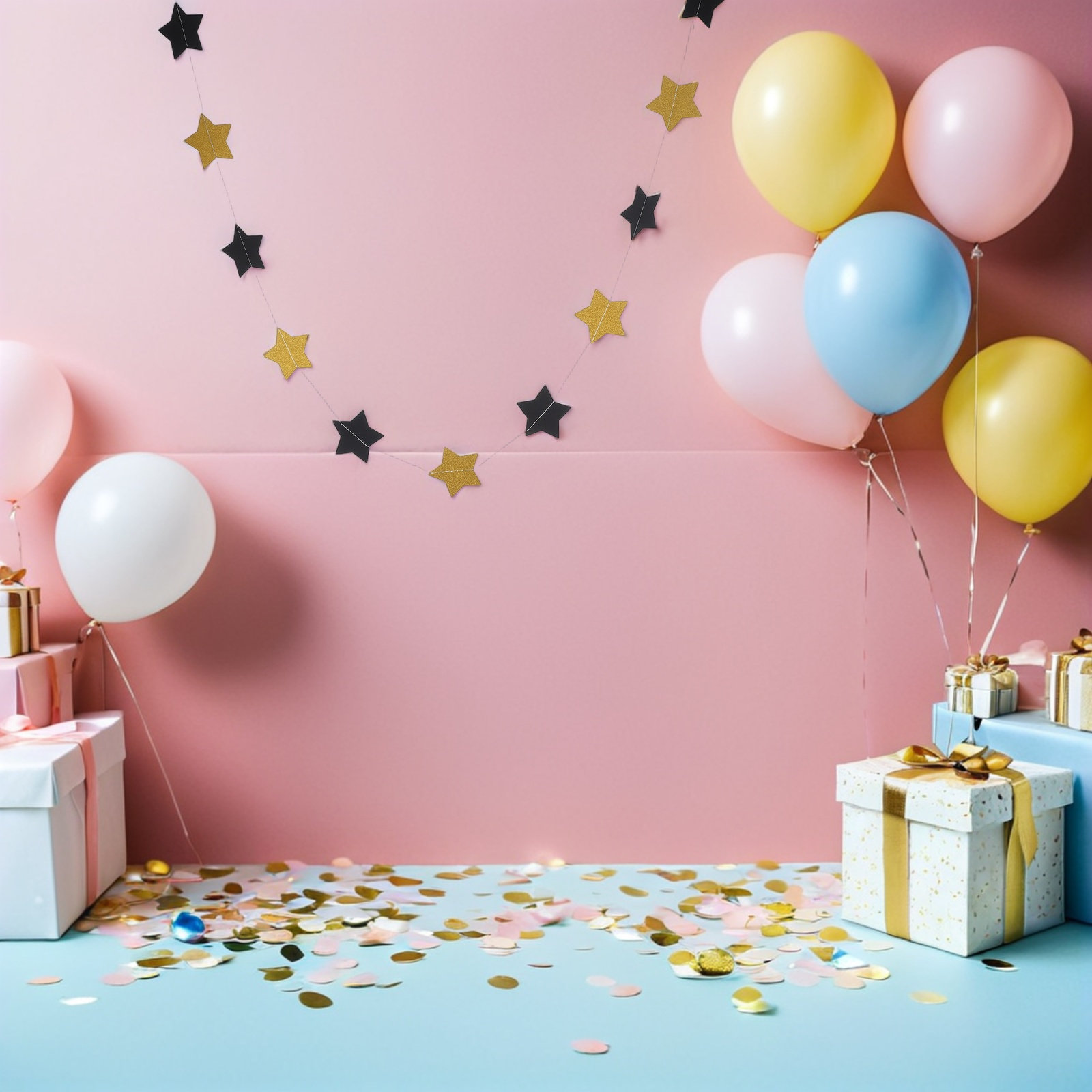 Party Banner Gold - 2 adet altın yıldız çelenk afiş