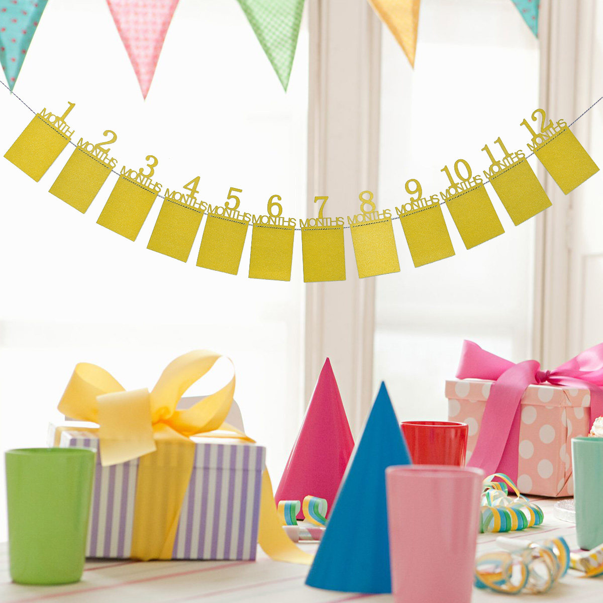 Party Banner Gold - 12 adet Fotoğraf Duvar Afişi Bebeğin