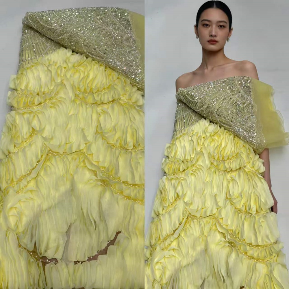 Glitter Tablecloth - Lüks Afrika Payetli Dantel Kumaş Yüksek
